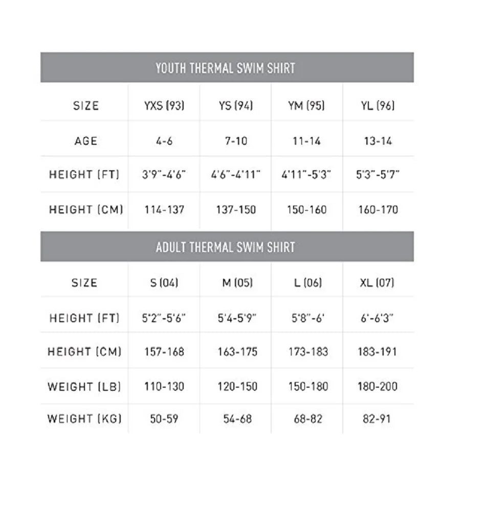 Thermal Swim Shirt, Adult, Large M866076