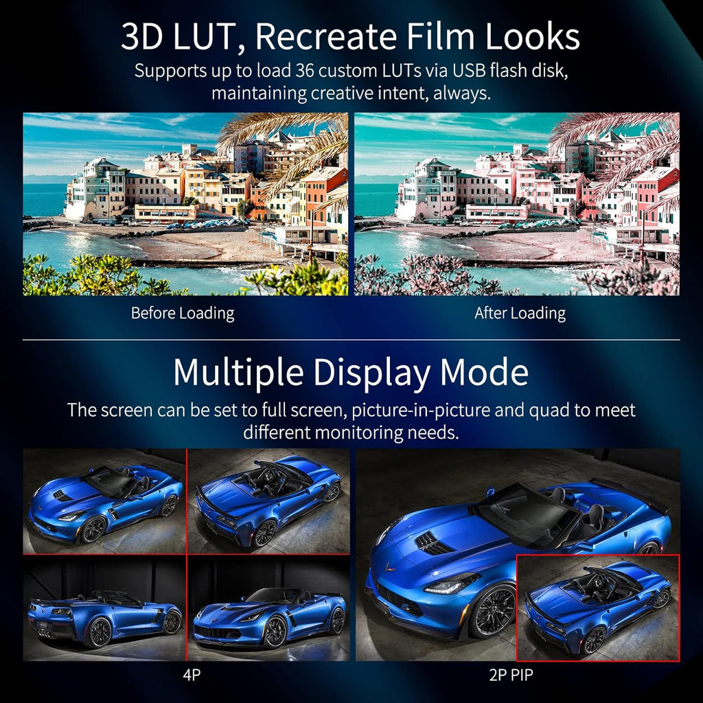 15.6 inch Multi Camera Broadcast Production Monitor with Waveform LUT HDR 4X3G SDI Inputs and Outputs HDMI RS485 Full HD 1920x1080 M36930