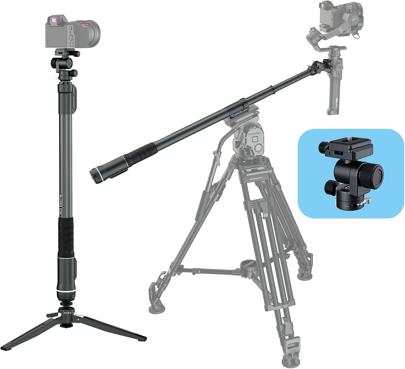 Motorized Monopod Camera Slider with Pan and Tilt Head & Tripod F466595