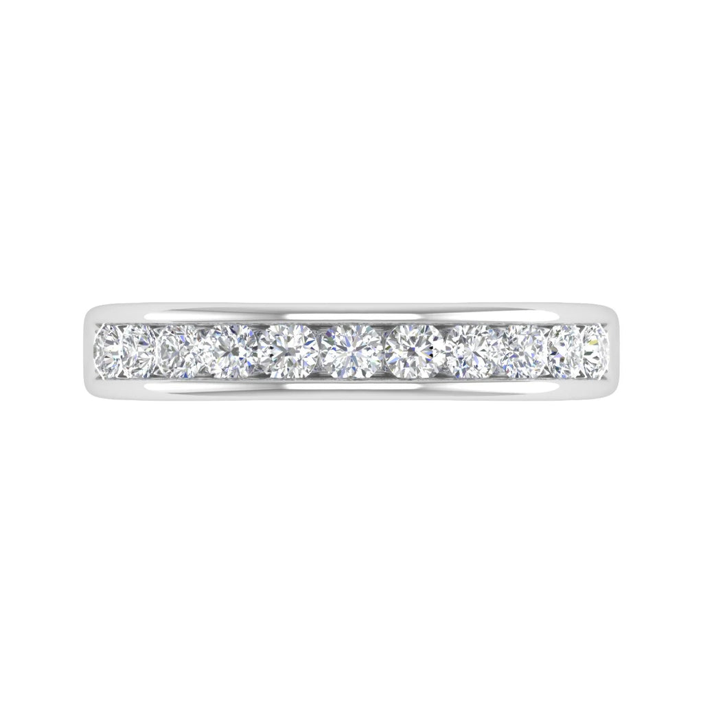 14K White Gold Diamond Wedding Band Ring I8699