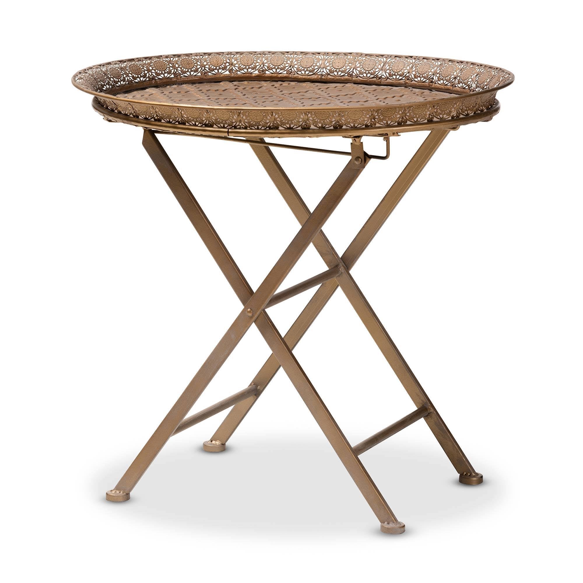 Gold-Tone Metal Folding Tray Table D3220