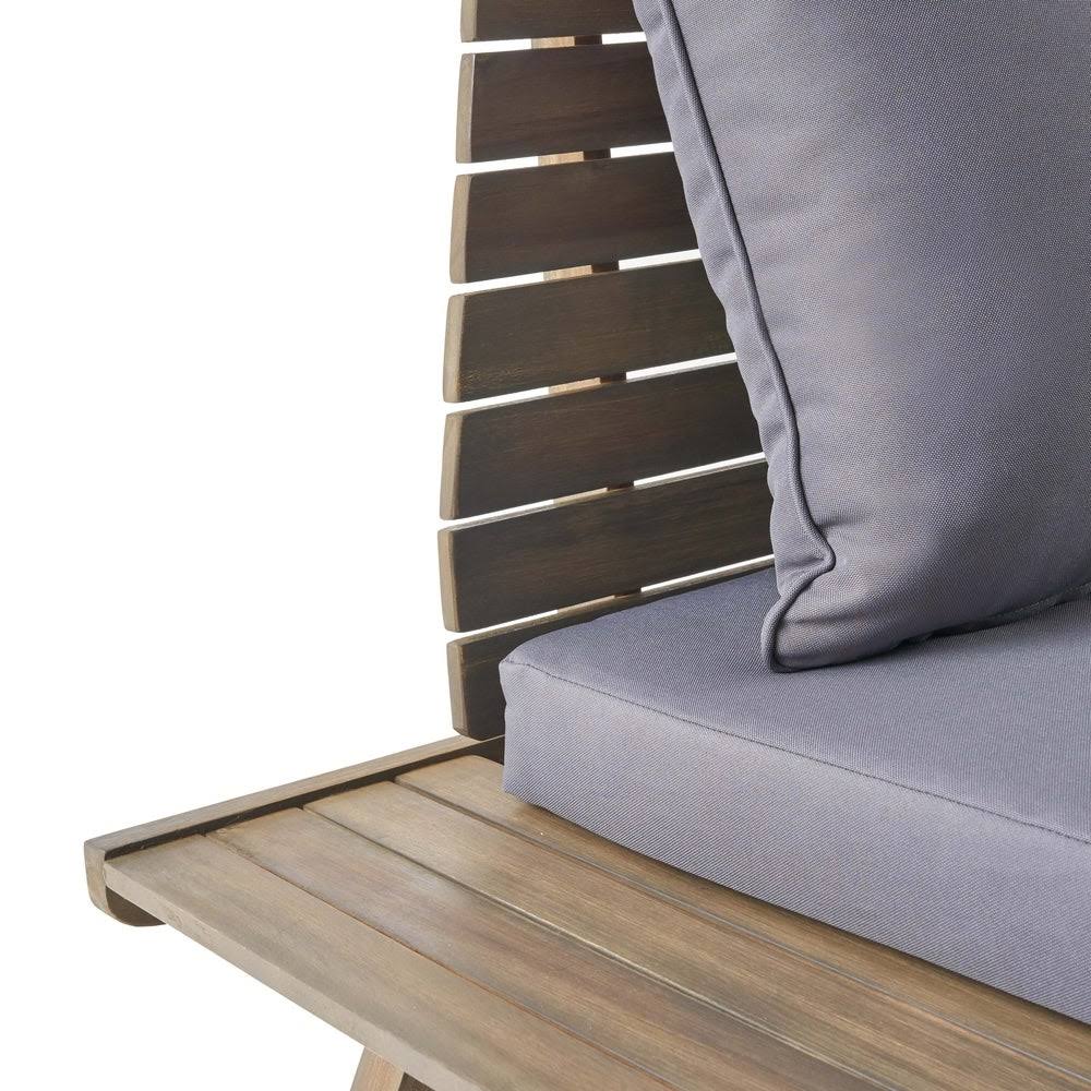 Outdoor Acacia Wood Chair Set of 2, Dark Gray S6951