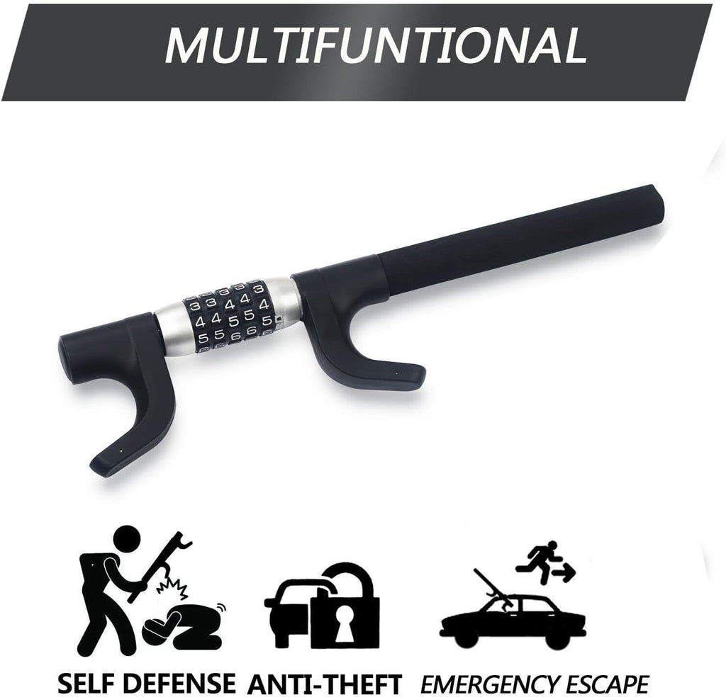 Heavy Duty Retractable Two Hooks Steering Wheel Lock Q2254