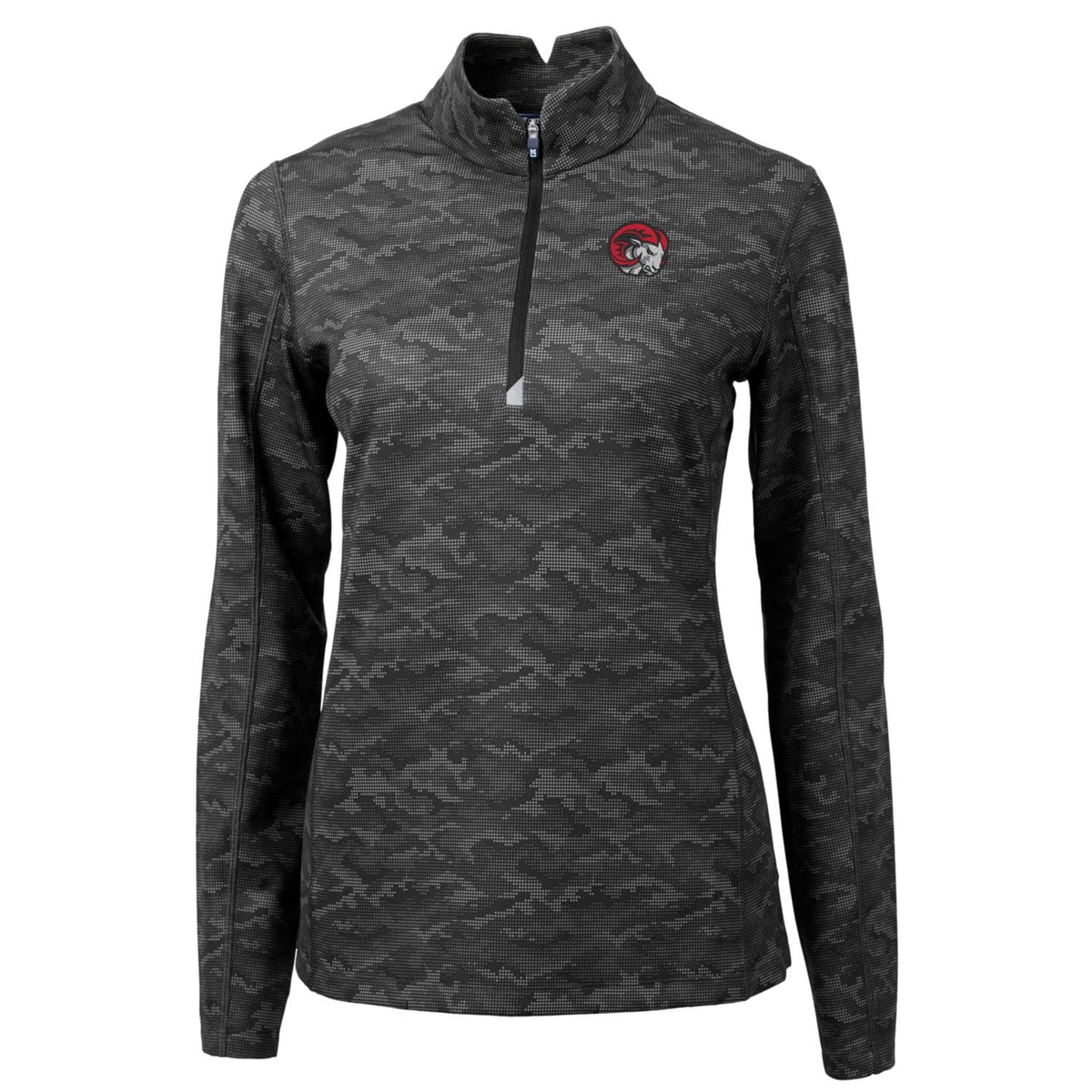 Black Traverse Camo Quarter-Zip Pullover Top R582