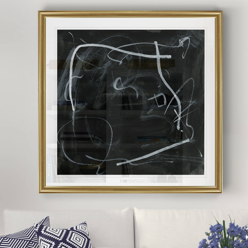 Black Framed Print 22 x 22 Gold O4317