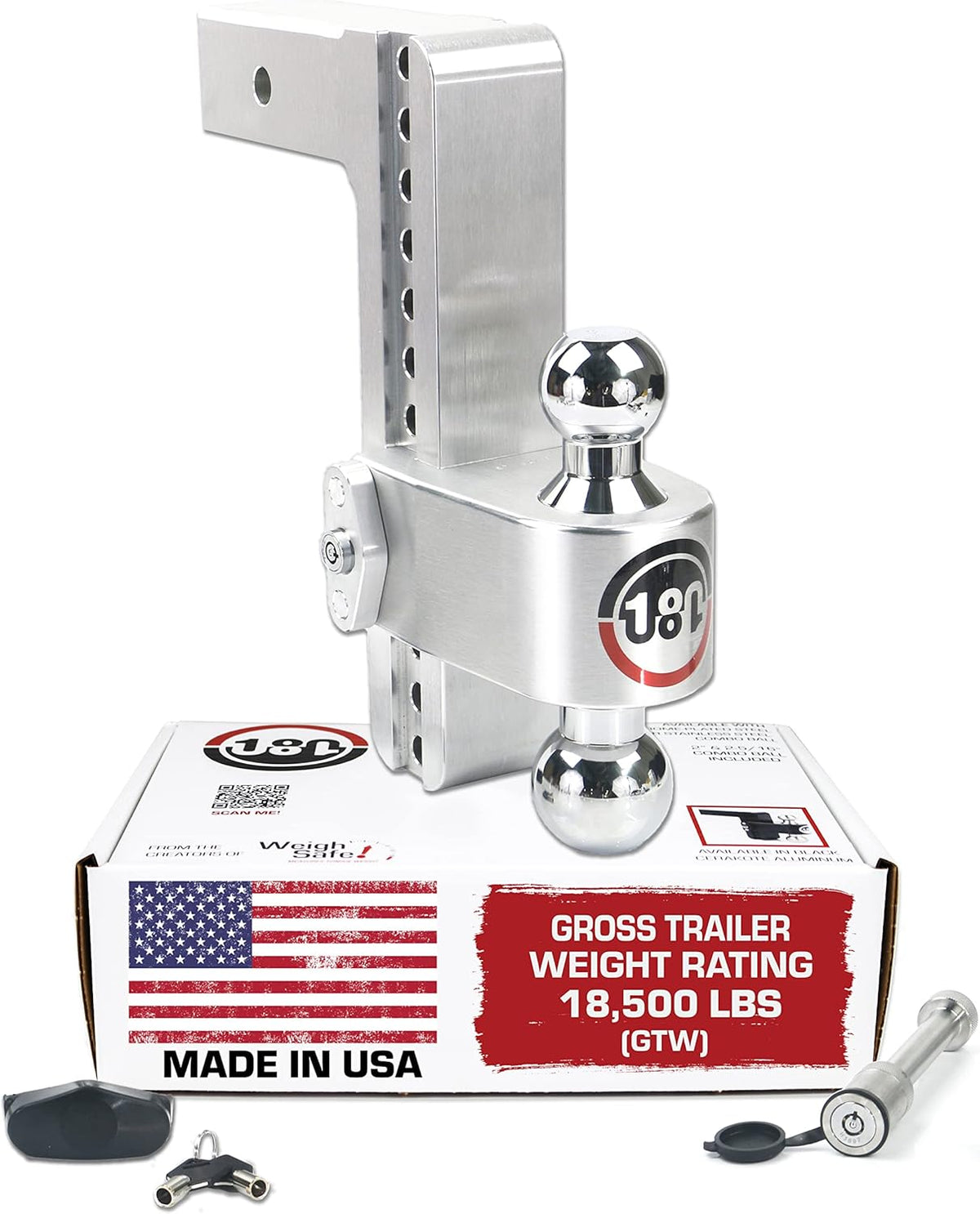 Aluminum Adjustable 10" Drop Hitch with Chromed Steel Ball for 2.5" Receiver S679780