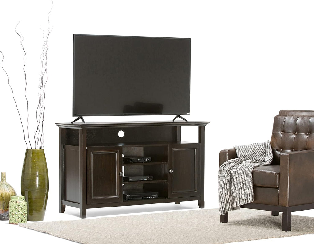Solid Wood TV Media Stand with Storage Cabinet and Shelves J628830