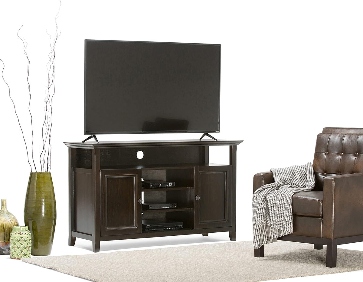 Solid Wood TV Media Stand with Storage Cabinet and Shelves J628830