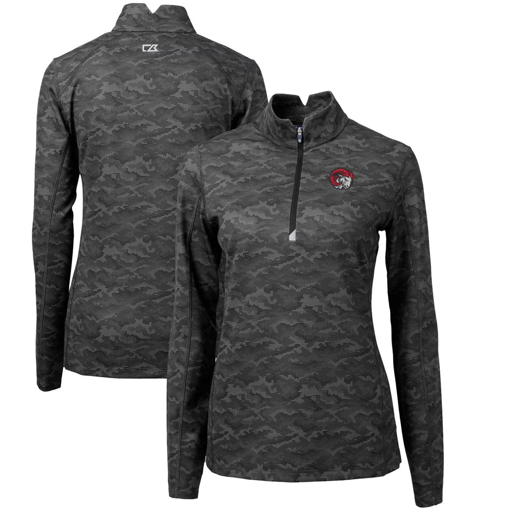 Black Traverse Camo Quarter-Zip Pullover Top R582