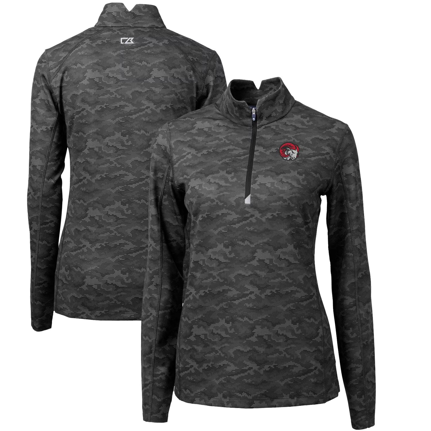 Black Traverse Camo Quarter-Zip Pullover Top R582