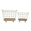 Grey Metal Rolling Laundry Baskets, Set of 2 J30800