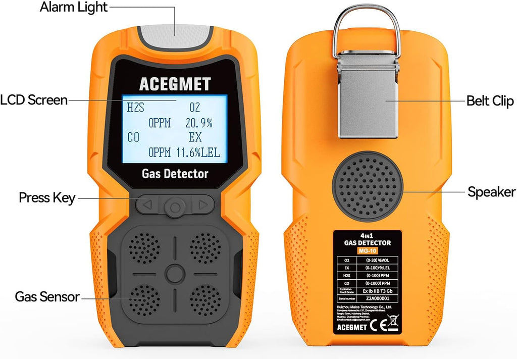 4 Gas Monitor H2S, O2, CO and LEL Combustible Gas Detector Q4879