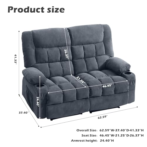 2 Seat Manual Reclining Loveseat with Cup Holders K389894