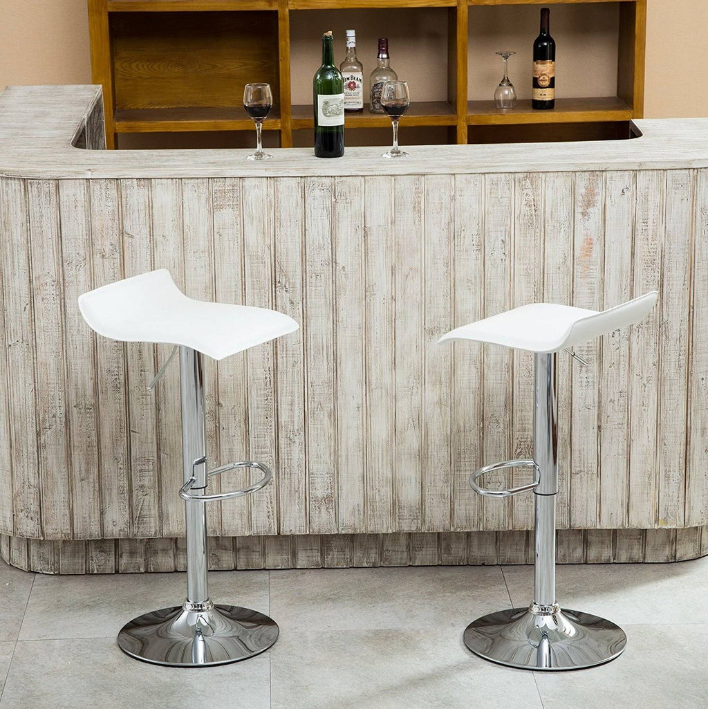 White Chrome Adjustable Swivel Stools Q158513