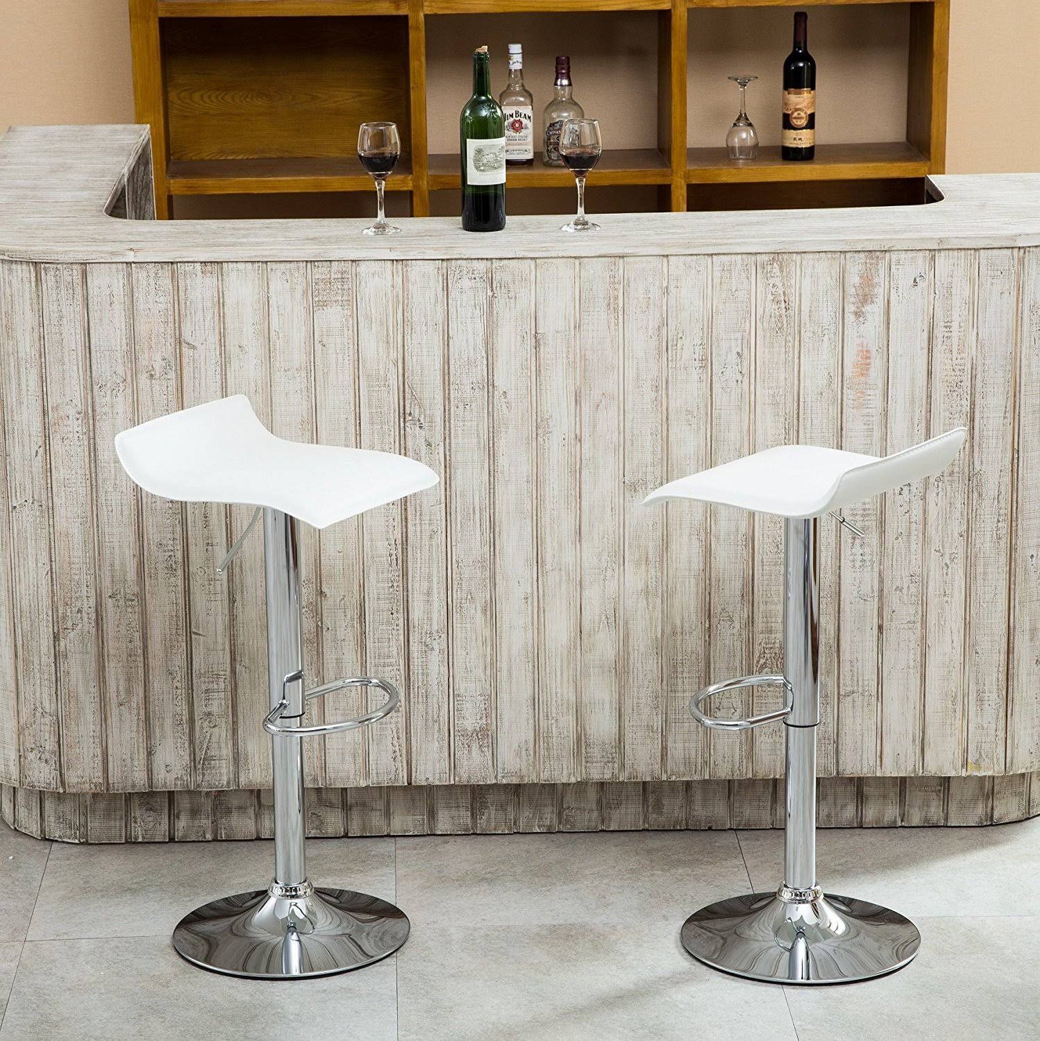 White Chrome Adjustable Swivel Stools Q158513