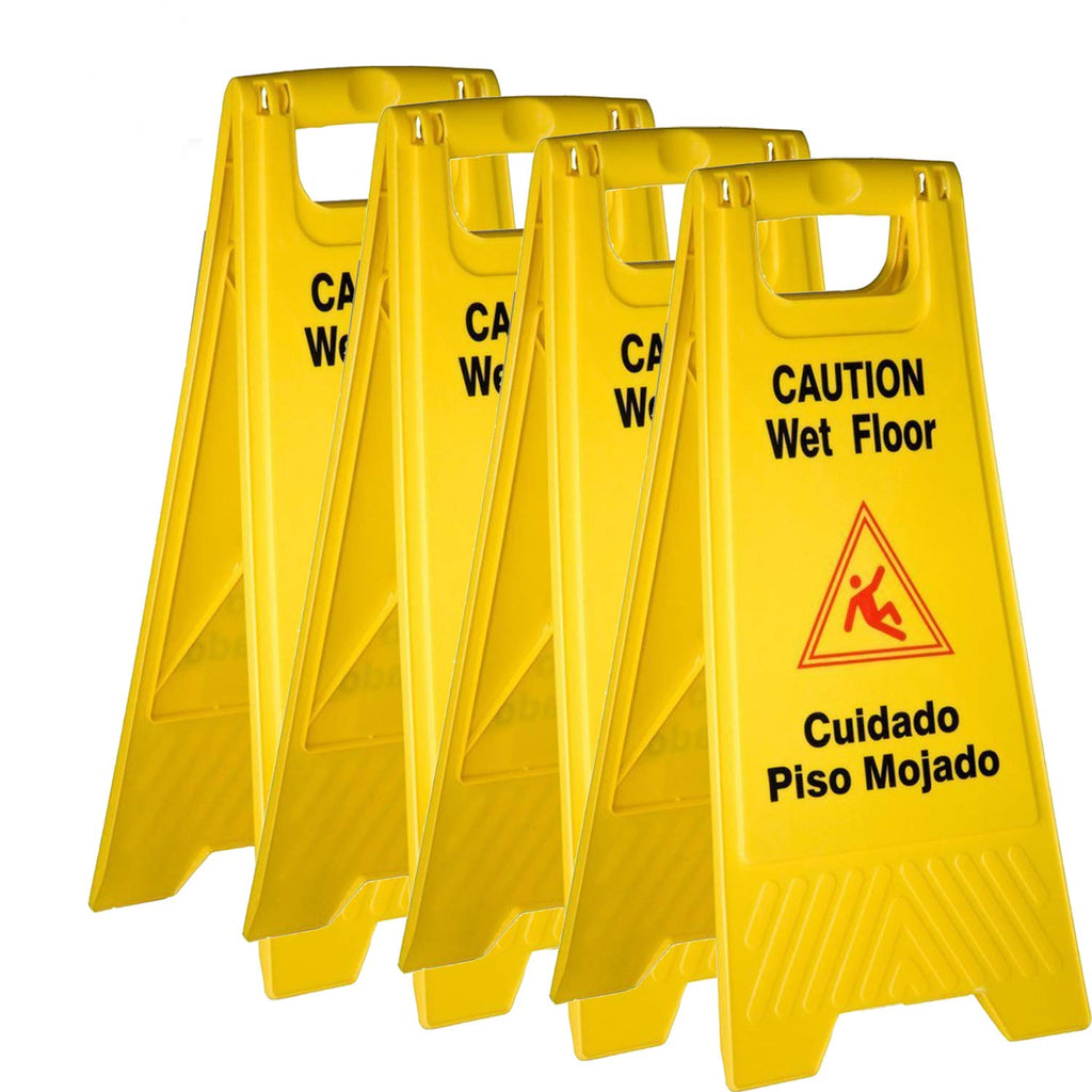 Yellow 2-sided Caution Wet Floor Sign (4 Pack) Z34744