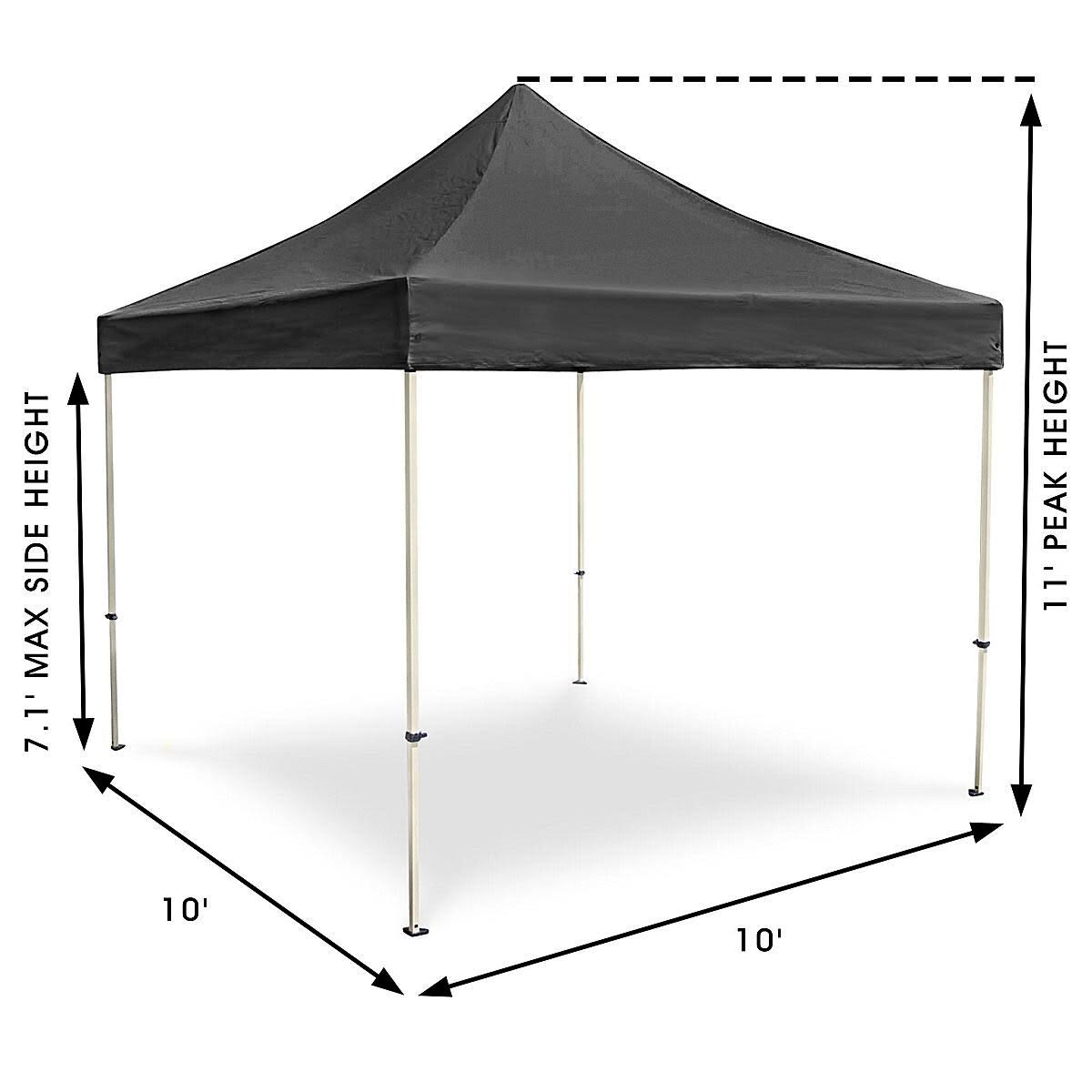 Black 10 x 10' Steel Frame Canopy H124