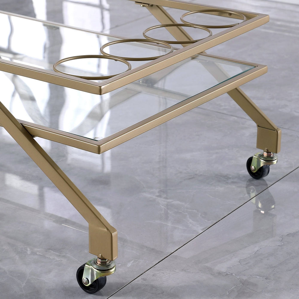Gold Geometric Metal Bar Cart C534