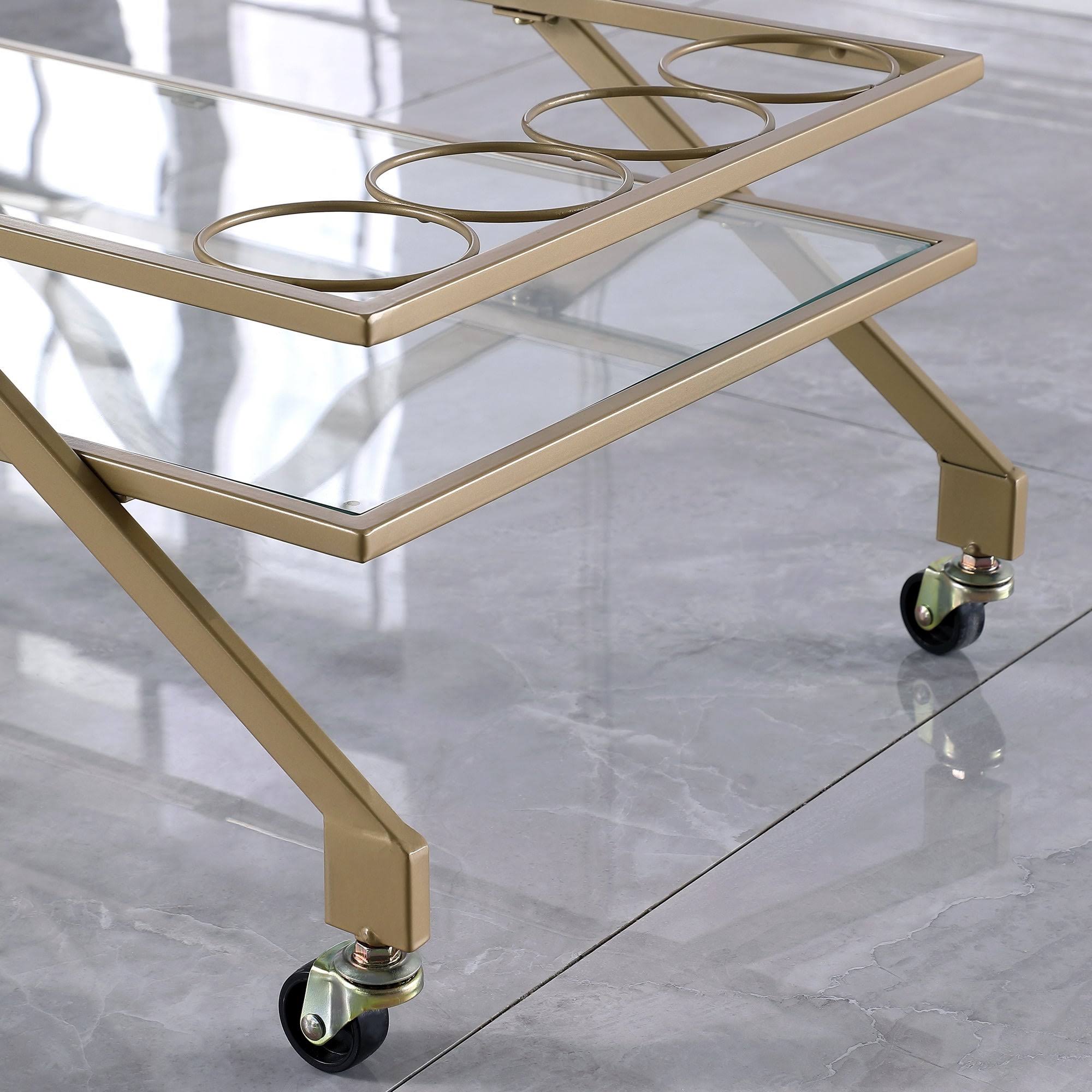 Gold Geometric Metal Bar Cart C534