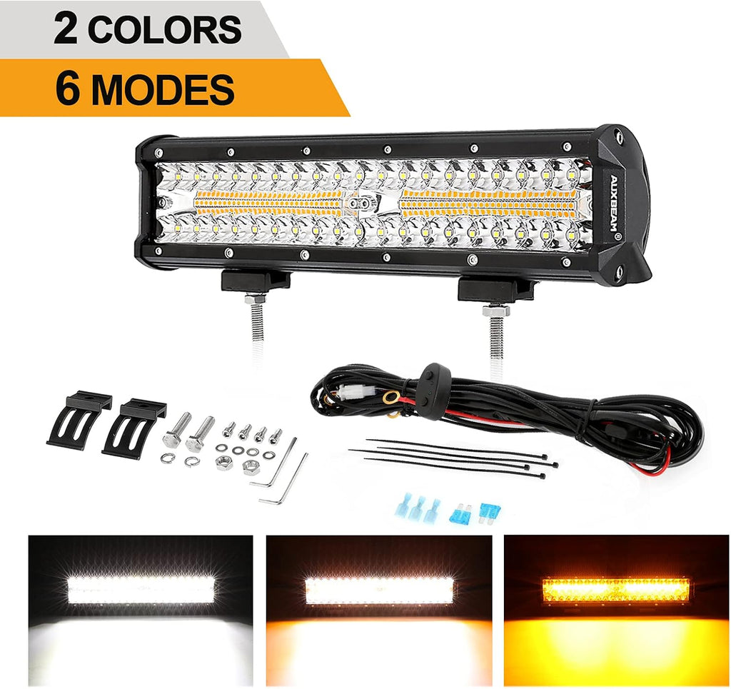 LED Amber Light Bar 12Inch 300W Spot Flood Combo Dual Color Offroad Light Bar Pack of 2 B374900