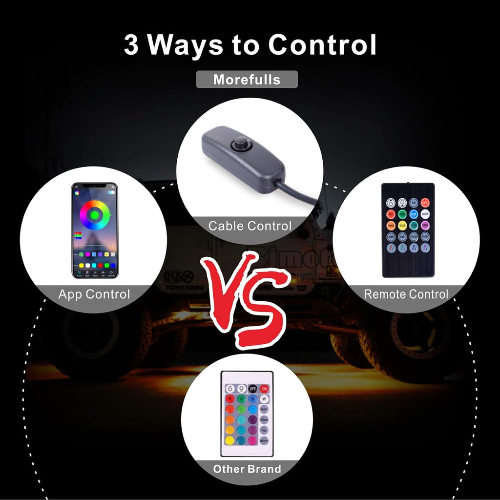 8 Pods Multicolor LED Rock Lights with APP Control G748