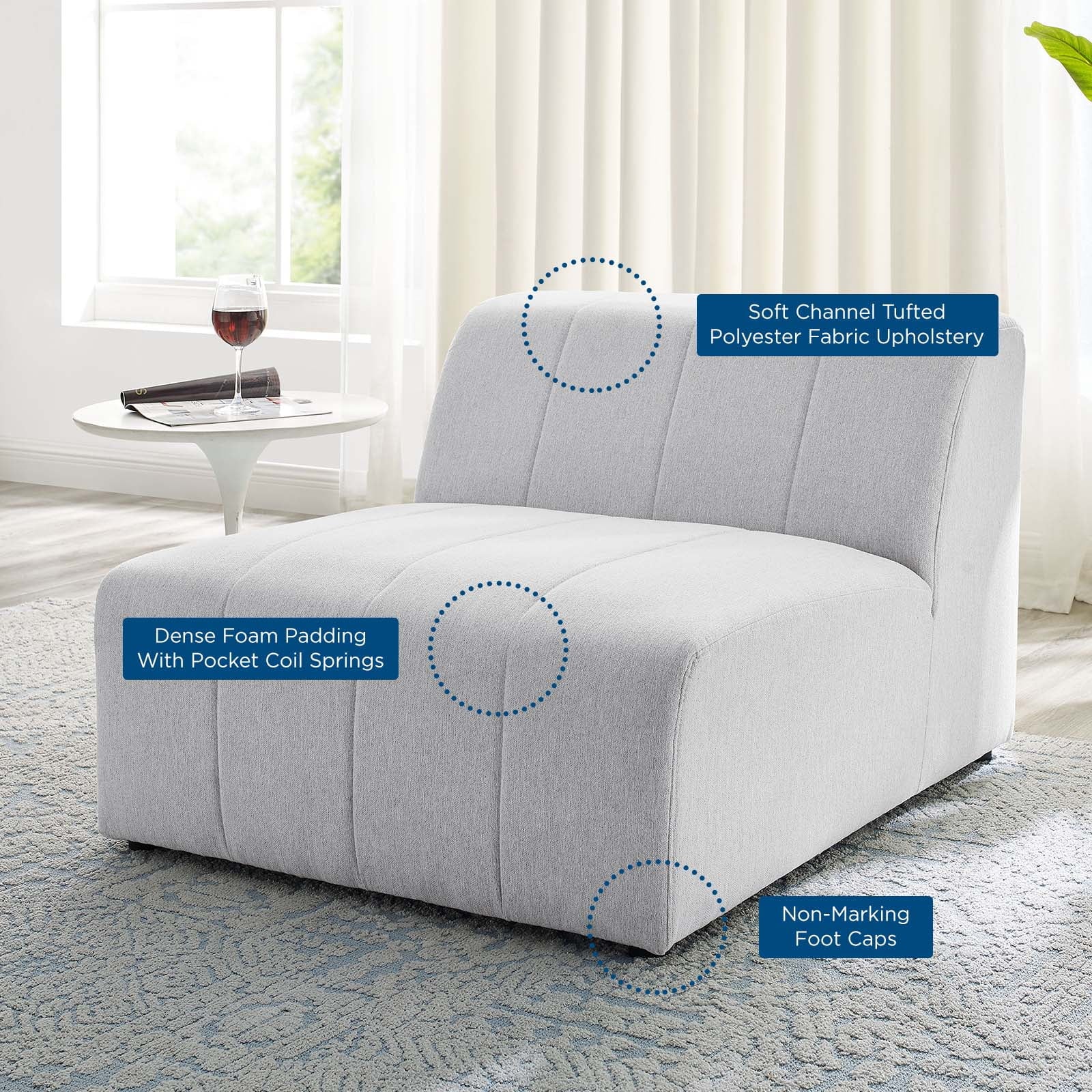 Ivory White Fabric Sofa Chair C66859