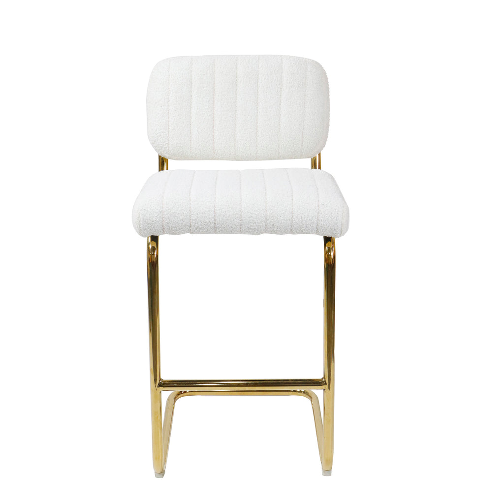 Ivory Boucle Fabric Counter Height Bar Stools Set of 2 B4327