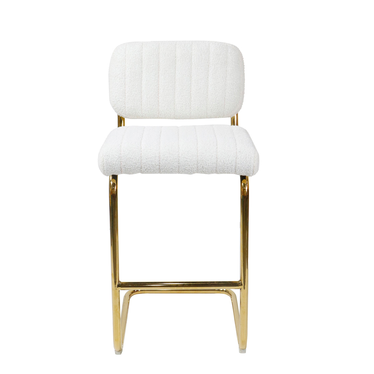 Ivory Boucle Fabric Counter Height Bar Stools Set of 2 B4327