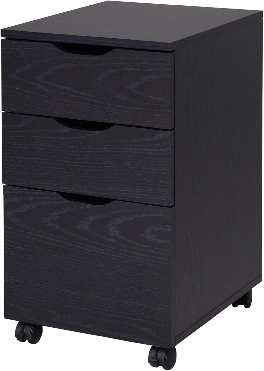 Brown Wood Grain 3 Drawer Rolling File Cabinet D294858