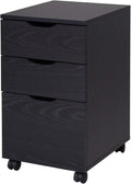 Brown Wood Grain 3 Drawer Rolling File Cabinet D294858
