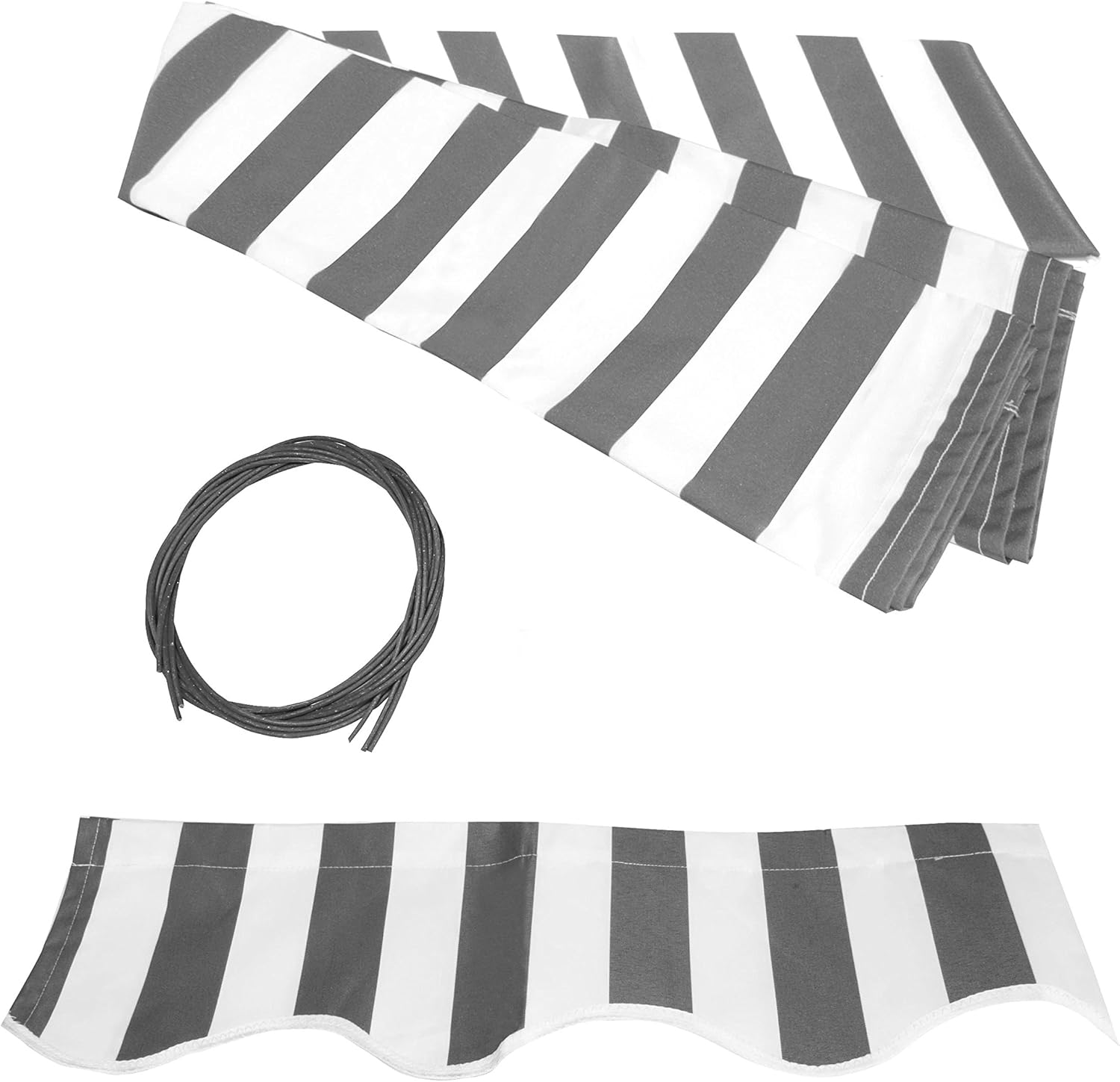 Green/White Stripes 100% Polyester Patio Awning Replacement A55468