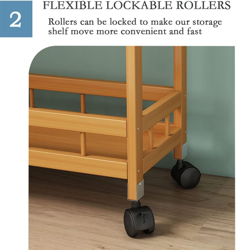 4-Tier Bamboo Rolling Kitchen Cart with Wheels Z865
