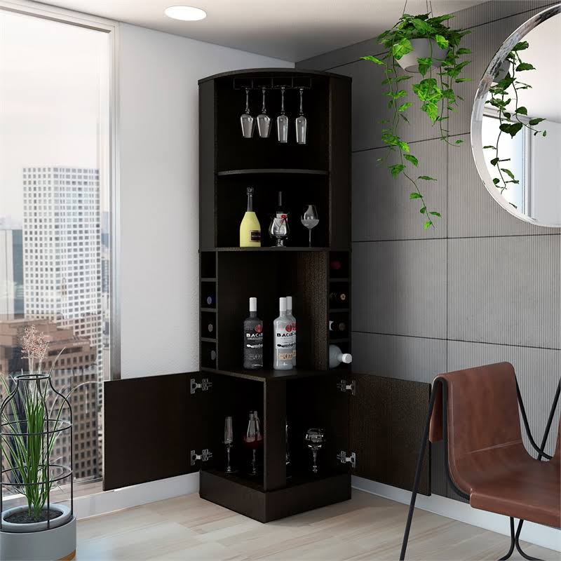 Black Corner Bar Cabinet Z7635