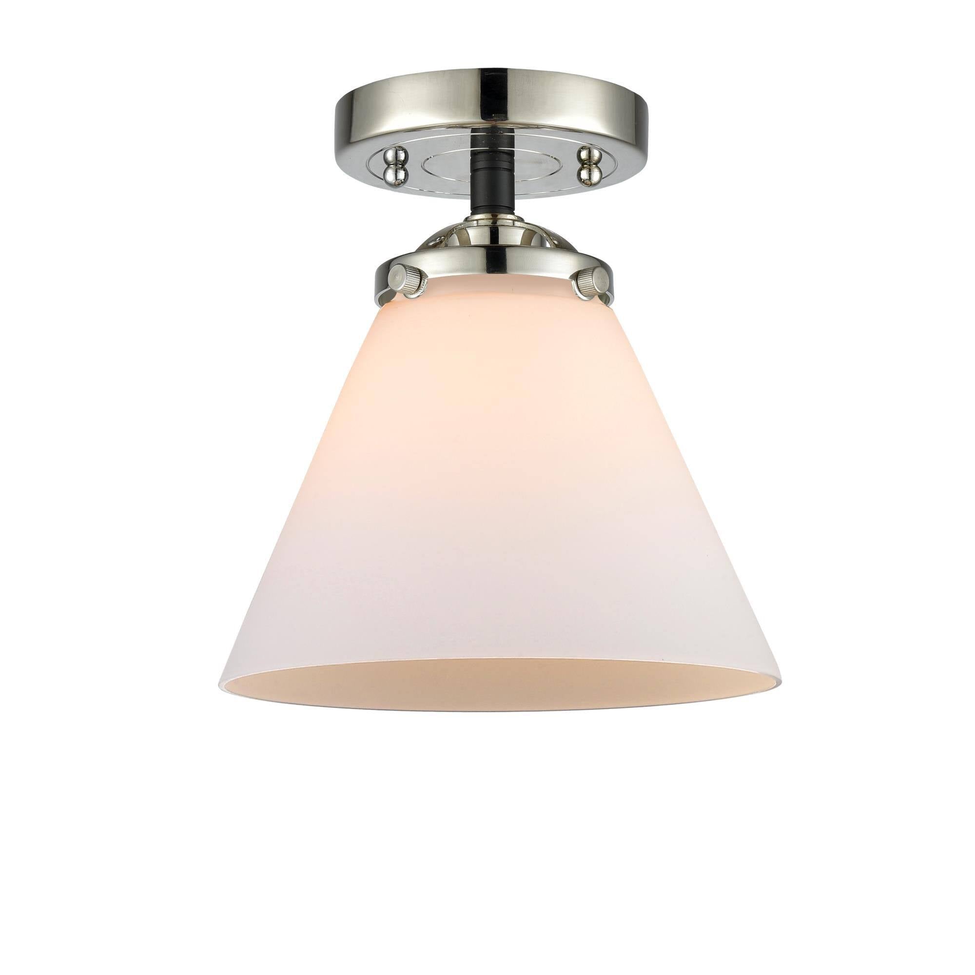 Black Polished Nickel Cone 1 Light Semi-Flush Mount A369