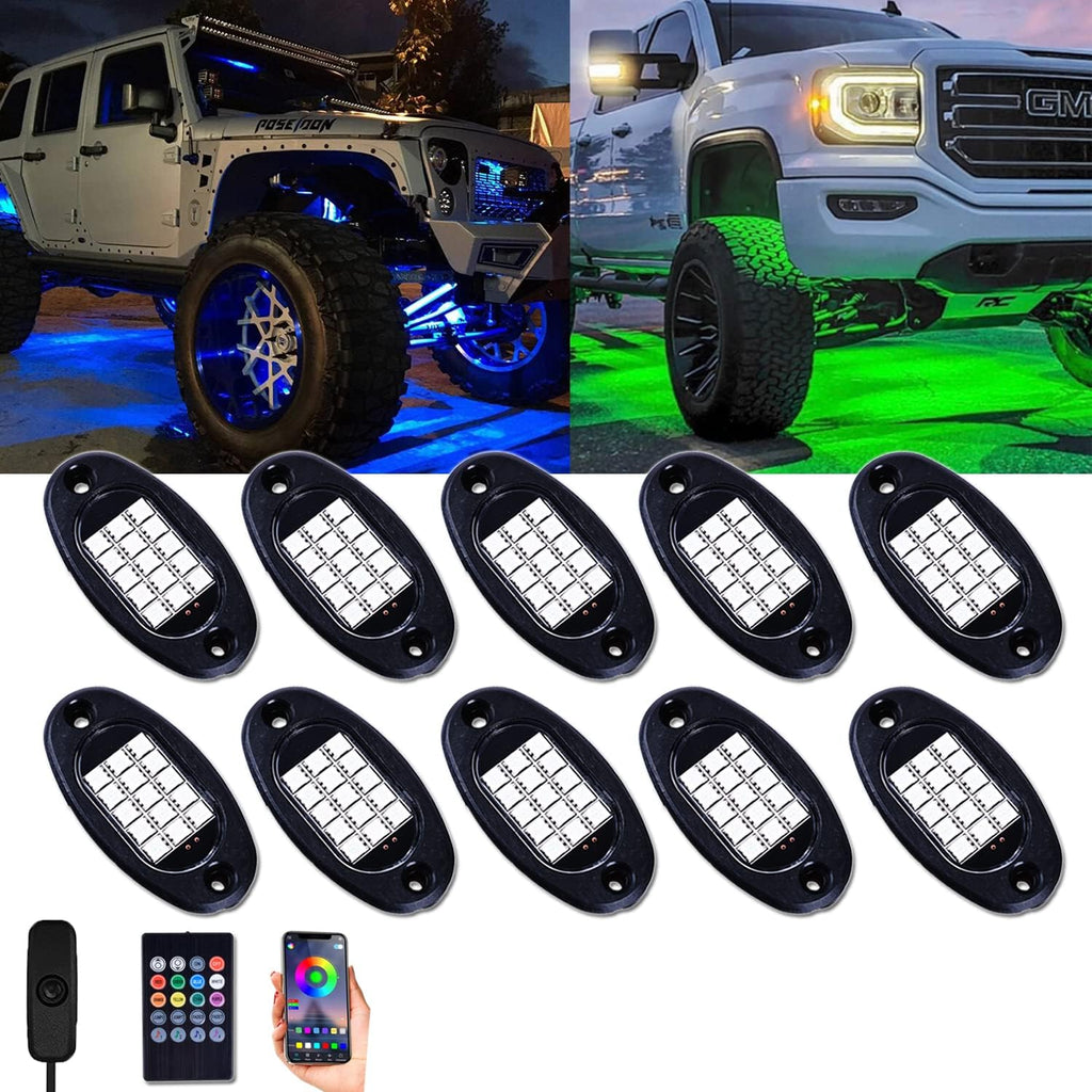 RGB LED Rock Lights Kit 10 Pods Multicolor Pack of 2 K26153