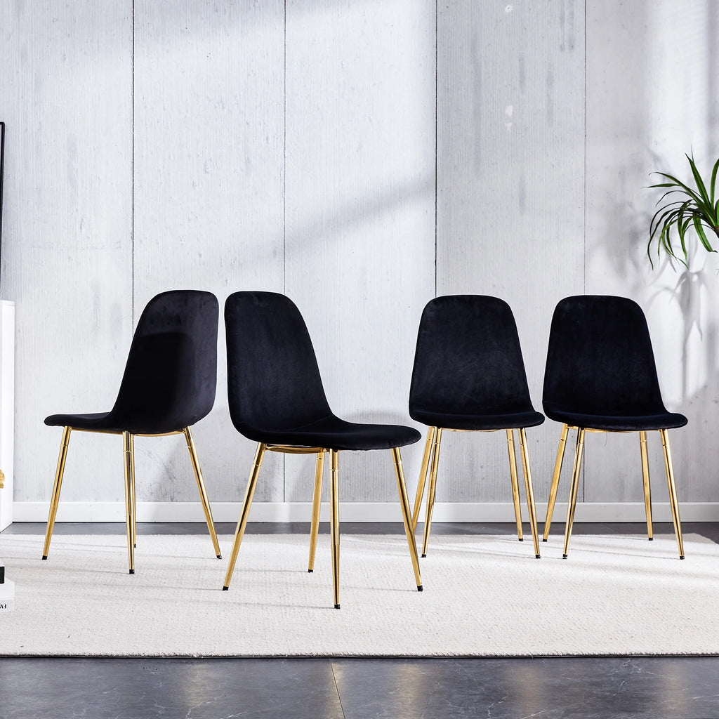 Set of 4 Velvet Dining Chairs with Golden Metal Legs G117443