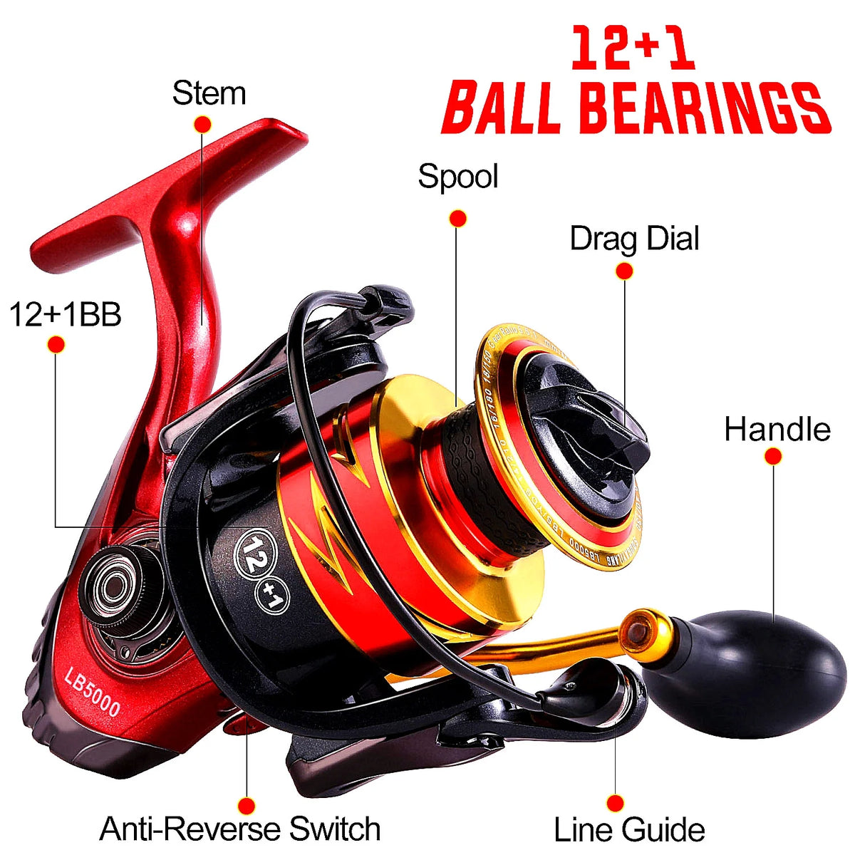 Sougayilang Fishing Reel Ultralight 12+1 BB Spinning Reel N976982