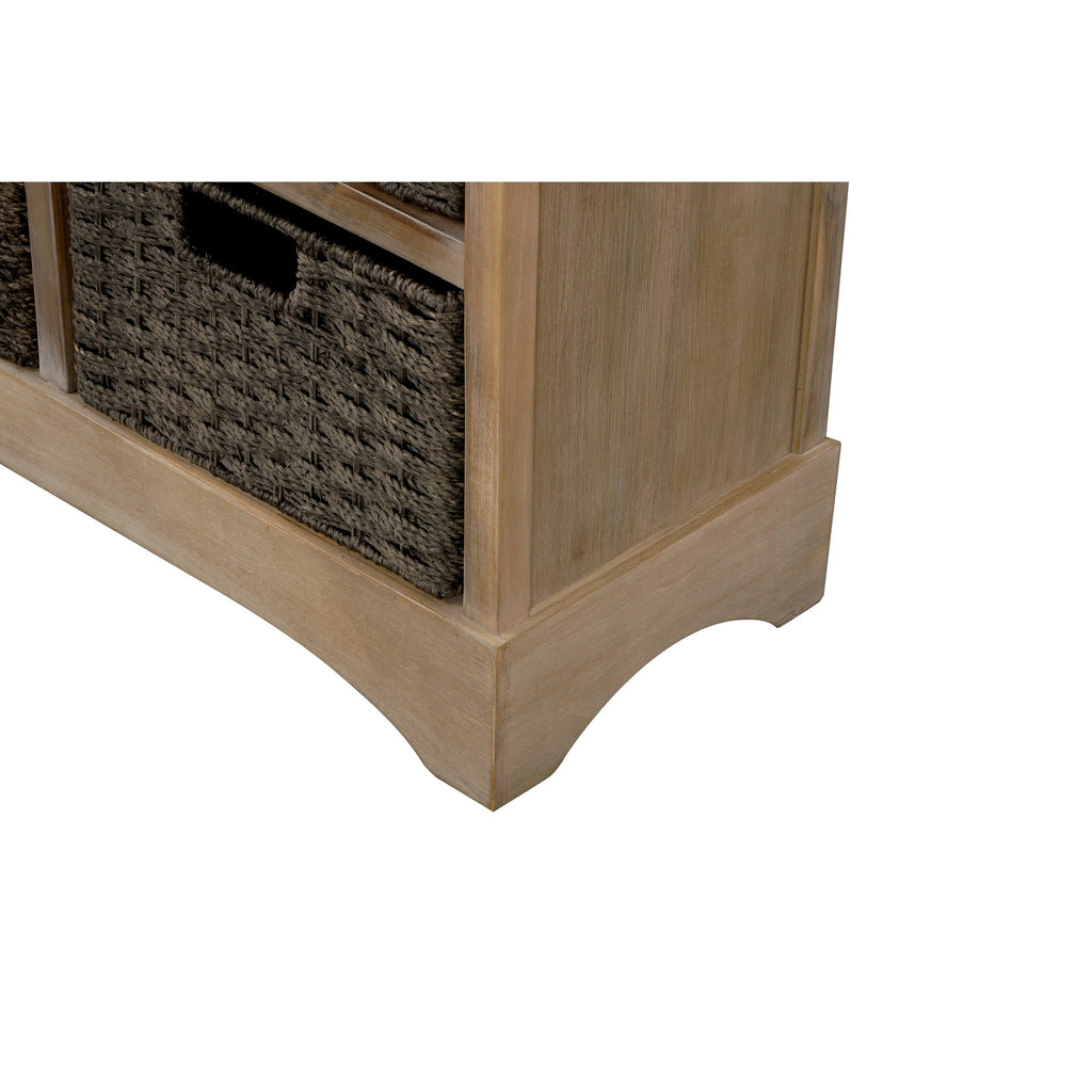 Rustic Storage Cabinet with 2 Drawers and 4 Fabric Basket Espresso P811