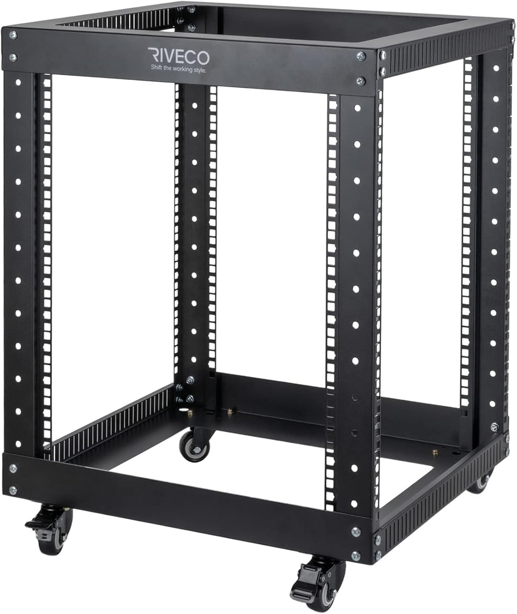 12U Open Frame Server Rack with Casters Black P747869