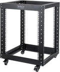 12U Open Frame Server Rack with Casters Black P747869