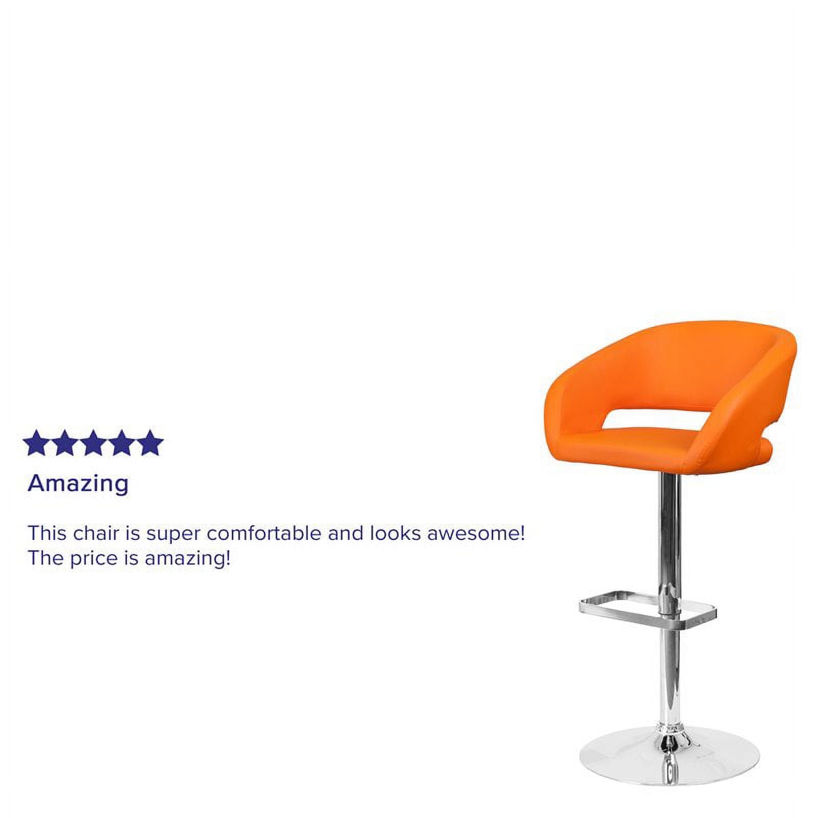 Modern Faux Leather Adjustable Bar Stool in Orange K1536