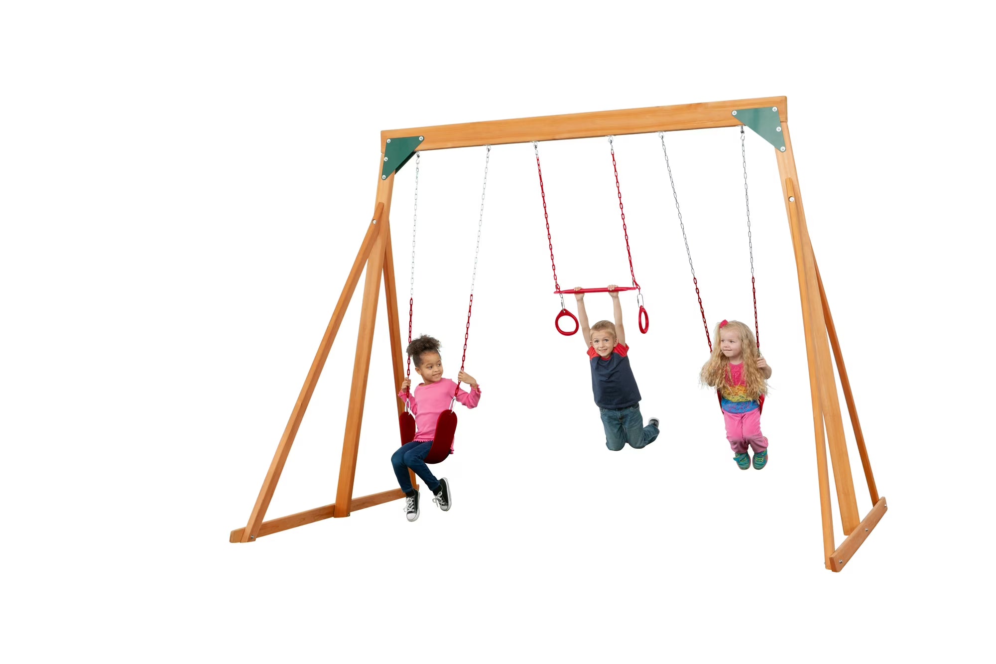 Cedar Swingset with Belt Swings and Trapeze Bar A16767