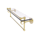 Glass Shelf with Gallery Rail and Towel Bar - Satin Brass / 22 inch A620