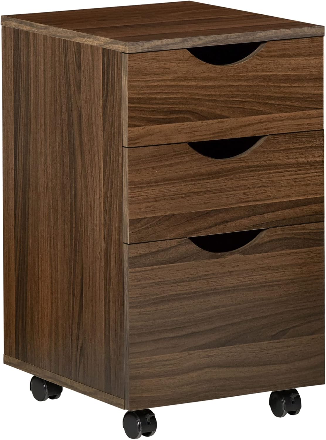 Brown Wood Grain 3 Drawer Rolling File Cabinet D294858