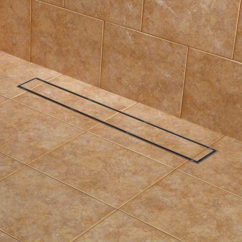 Brushed Stainless Steel Linear Shower Drain with Flange S77682