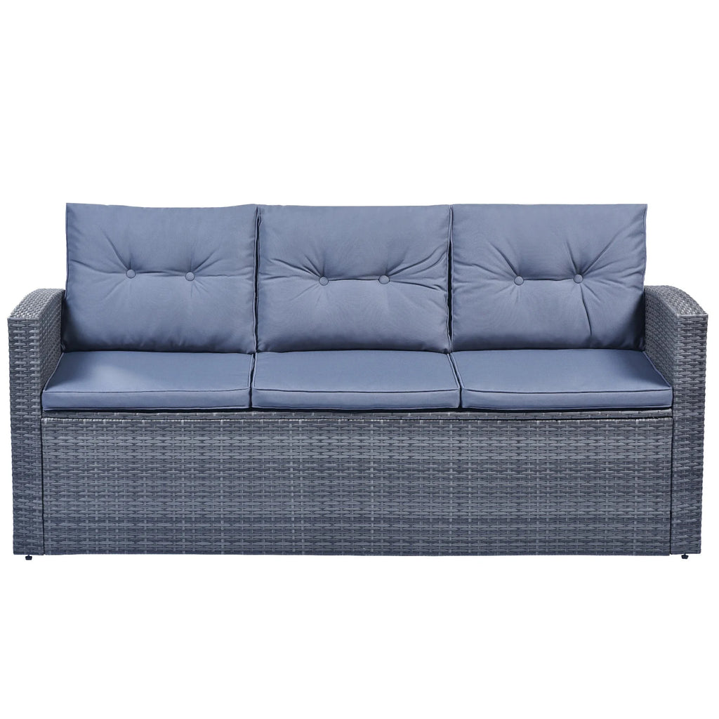 6Pcs All-Weather Wicker PE Rattan Patio Sectional Set with Coffee Table X4153
