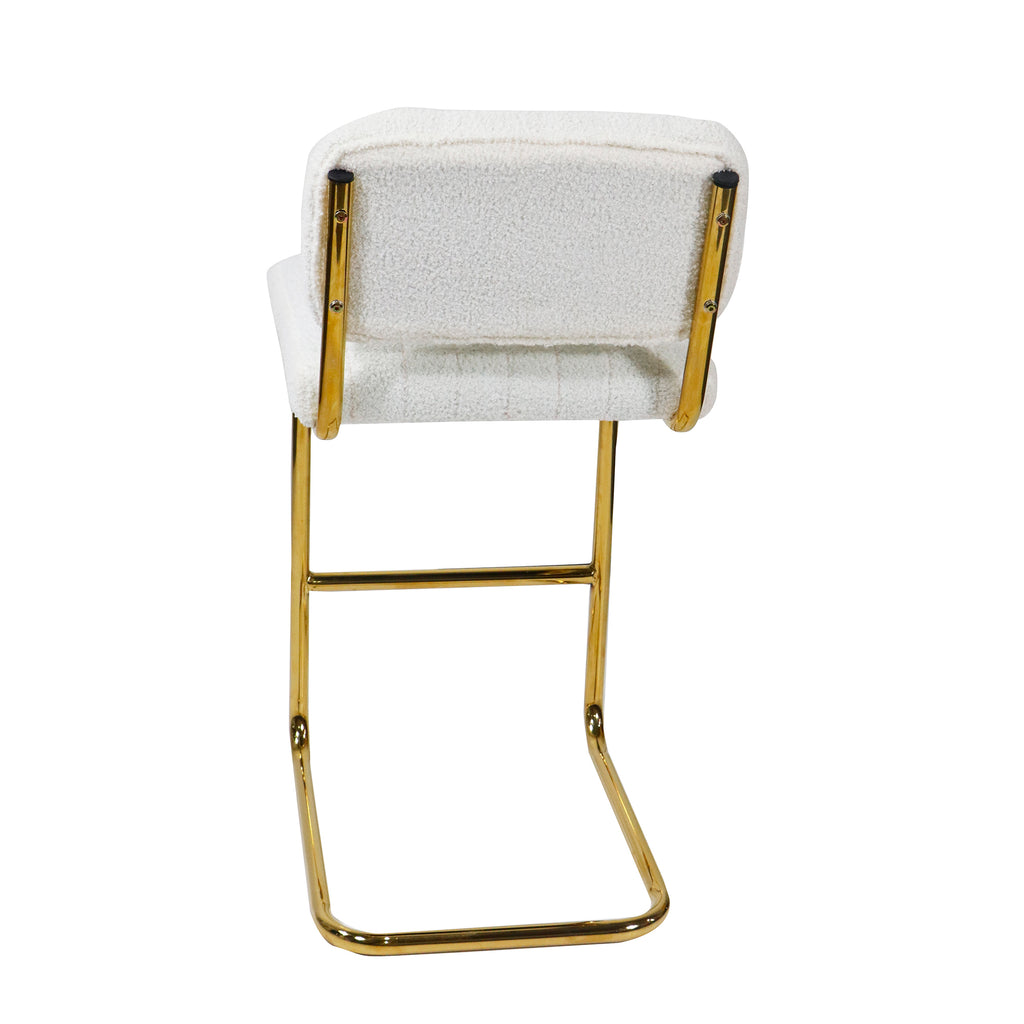 Ivory Boucle Fabric Counter Height Bar Stools Set of 2 B4327