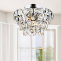 4-Light Chrome Flush Mount with Clear Crystal Drops V352