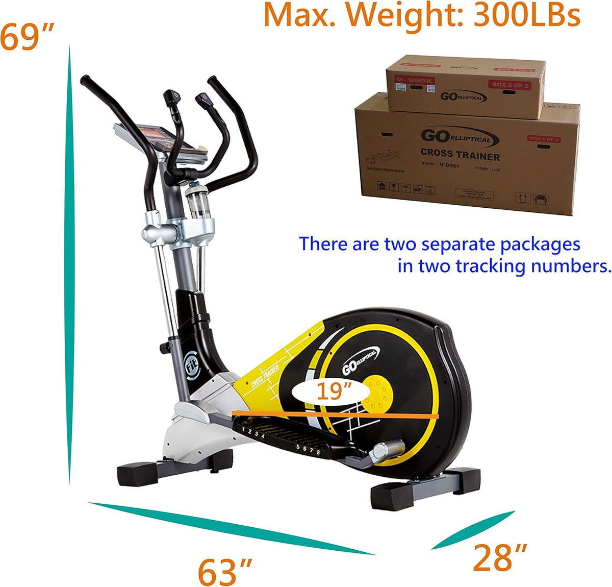 Yellow/Black Motorized Elliptical Cross Trainer W33353