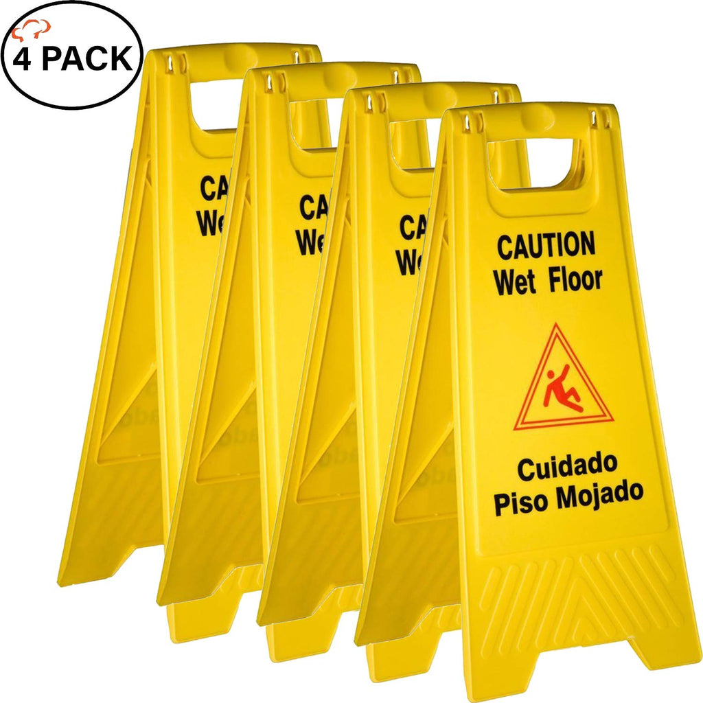 Yellow 2-sided Caution Wet Floor Sign (4 Pack) Z34744
